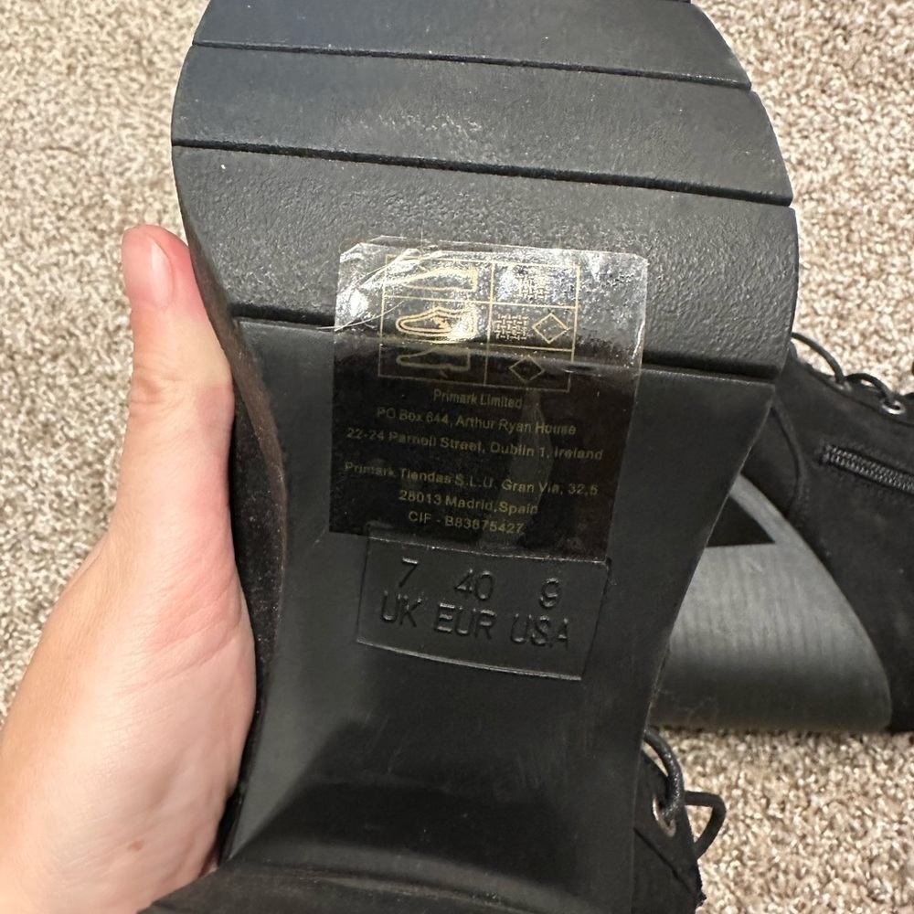 Primark Black Lace Up Heeled Boot Size 9 - Picture 2 of 7